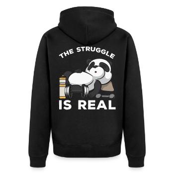 Weightlifting Sports Funny Gym Workout Panda - Unisex Premium Organic Zip Hoodie - black - Back - Nico (187cm)