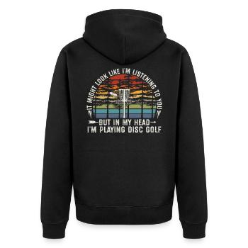 Discgolf Discgolfer Discgolfspieler Geschenk - Unisex Premium Bio Zip Hoodie - Schwarz - Hinten - Nico (187cm)