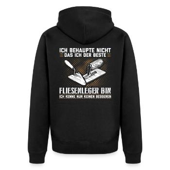 Fliesenleger | Fliesenlegen Fliesen Geschenk - Unisex Premium Bio Zip Hoodie - Schwarz - Hinten - Nico (187cm)
