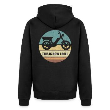 Moped Mofas Moped Rider Moped Mopeds Gift - Unisex Premium Organic Zip Hoodie - black - Back - Nico (187cm)