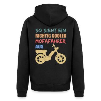 Mofa Mofafahrer Mofas Moped Mopedfahrer Geschenk - Unisex Premium Bio Zip Hoodie - Schwarz - Hinten - Nico (187cm)