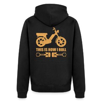 Mofa Mopeds | Moped Rider Moped Mopeds Gift - Unisex Premium Organic Zip Hoodie - black - Back - Nico (187cm)