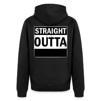 Straight Outta your text / your text gift idea - Unisex Premium Organic Zip Hoodie - black - Back - Nico (187cm)