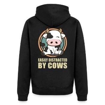 Cows cow cow pattern cow lover cattle gift - Unisex Premium Organic Zip Hoodie - black - Back - Nico (187cm)