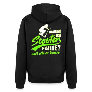 Stunt Scooter Tretroller Rollerfahrer Geschenk - Unisex Premium Bio Zip Hoodie - Schwarz - Hinten - Nico (187cm)