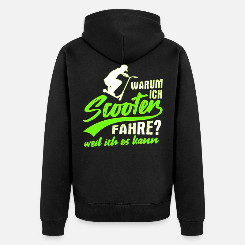 Stunt Scooter Tretroller Rollerfahrer Geschenk - Unisex Premium Bio Zip Hoodie - Schwarz