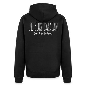 je suis catalan cadeau homme femme humour catalan - Veste à capuche bio Premium Unisexe - noir - Dos - Nico (187cm)