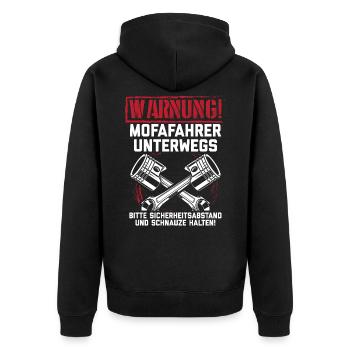 Mofa Moped Mofafahrer Mopedfahrer Mofas Geschenk - Unisex Premium Bio Zip Hoodie - Schwarz - Hinten - Nico (187cm)