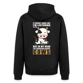 Kühe Kuh Kuhmuster Rinder Kuhliebhaber Geschenk - Unisex Premium Bio Zip Hoodie - Schwarz - Hinten - Nico (187cm)