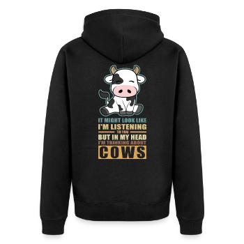 Vache vache | Vaches vaches de vaches amoureux de vaches - Veste à capuche bio Premium Unisexe - noir - Dos - Nico (187cm)