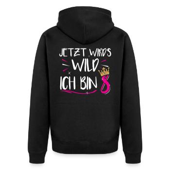 8 Geburtstag 8 Jahre alt Geschenkidee Geschenk - Unisex Premium Bio Zip Hoodie - Schwarz - Hinten - Nico (187cm)