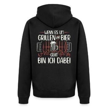 Grillen BBQ Griller Grillsaison Grill Geschenk - Unisex Premium Bio Zip Hoodie - Schwarz - Hinten - Nico (187cm)