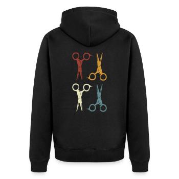 Friseur & Friseurin, Grunge Schere Design - Unisex Premium Bio Zip Hoodie - Schwarz - Hinten - Nico (187cm)