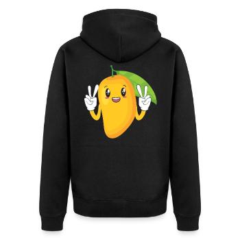 Glückliche Mango Sommer Früchte Liebhaber - Unisex Premium Bio Zip Hoodie - Schwarz - Hinten - Nico (187cm)