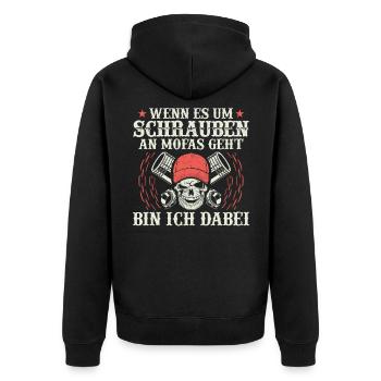 Mofa Mofas Mofafahrer Moped Schrauber Geschenk - Unisex Premium Bio Zip Hoodie - Schwarz - Hinten - Nico (187cm)