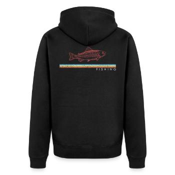 Angeln Retro Forelle Trout Fishing Vintage Angler - Unisex Premium Organic Zip Hoodie - black - Back - Nico (187cm)