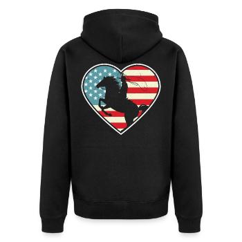 Western Riding Rodeo USA Horse Cowboy Gift - Unisex Premium Organic Zip Hoodie - black - Back - Nico (187cm)