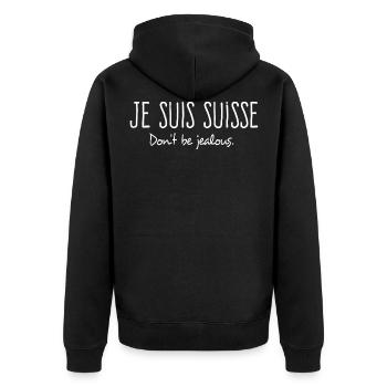 je suis suisse cadeau homme femme humour suisse - Veste à capuche bio Premium Unisexe - noir - Dos - Nico (187cm)