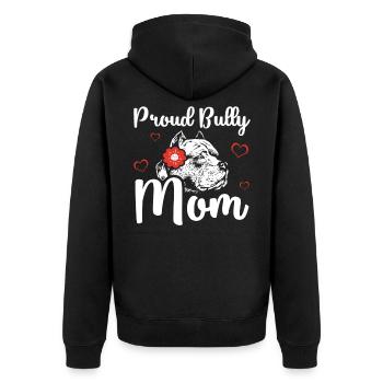 Bully Mom American Bully Hundebesitzer Geschenk - Unisex Premium Bio Zip Hoodie - Schwarz - Hinten - Nico (187cm)