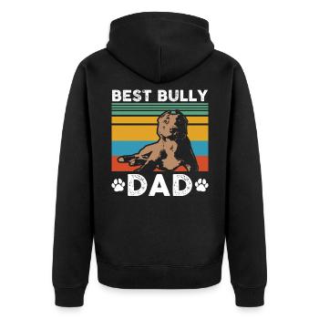 American Bully Dad | Dog Dog Owner Gift - Unisex Premium Organic Zip Hoodie - black - Back - Nico (187cm)
