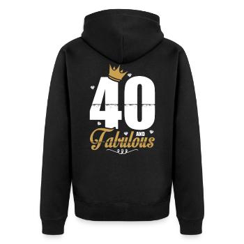 40. Geburtstag Geschenkidee 40 Jahre Geschenk - Unisex Premium Bio Zip Hoodie - Schwarz - Hinten - Nico (187cm)
