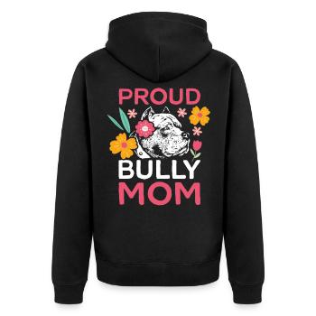 Bully Mom American Bully Hundebesitzerin Geschenk - Unisex Premium Bio Zip Hoodie - Schwarz - Hinten - Nico (187cm)