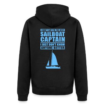 Sailing Sailboat Captain Sailor Skipper Gift - Unisex Premium Organic Zip Hoodie - black - Back - Nico (187cm)
