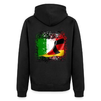 Italienisch deutsche Freundschaft Freunde Flagge - Unisex Premium Bio Zip Hoodie - Schwarz - Hinten - Nico (187cm)