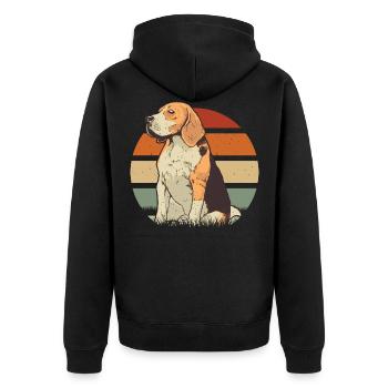Beagle Zeichnung Beagle Hund - Unisex Premium Bio Zip Hoodie - Schwarz - Hinten - Nico (187cm)