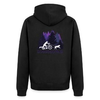 Retro Dogscooting, Hors-piste avec chien dans la nature - Veste à capuche bio Premium Unisexe - noir - Dos - Nico (187cm)