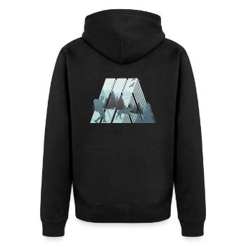 Retro dog trekking, dog walking in nature - Unisex Premium Organic Zip Hoodie - black - Back - Nico (187cm)