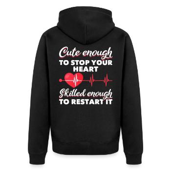 Lustige Krankenschwester Medizin Karriere Humor - Unisex Premium Bio Zip Hoodie - Schwarz - Hinten - Nico (187cm)