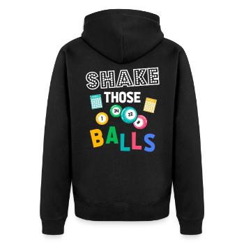 Drôle de Bingo Boules d’humour au hasard - Veste à capuche bio Premium Unisexe - noir - Dos - Nico (187cm)