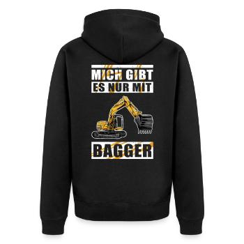 Baggerfahrer Baggerführer Baggern Bagger Geschenk - Unisex Premium Bio Zip Hoodie - Schwarz - Hinten - Nico (187cm)