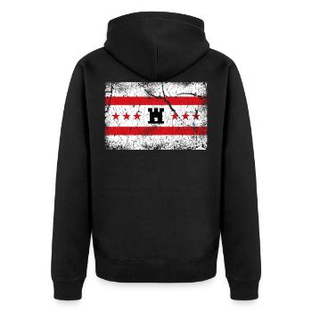 Drenthe - Unisex Premium Bio Zip Hoodie - Schwarz - Hinten - Nico (187cm)