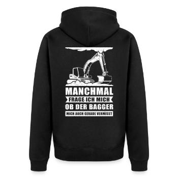 Baggerfahrer Bagger Baggerführer Baggern Geschenk - Unisex Premium Bio Zip Hoodie - Schwarz - Hinten - Nico (187cm)