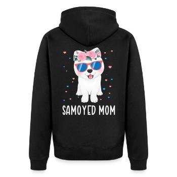 Samoyed Mama Samoyed Samoyed Dog Gift - Unisex Premium Organic Zip Hoodie - black - Back - Nico (187cm)