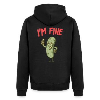 Im Fine niedliche Gurke - Unisex Premium Bio Zip Hoodie - Schwarz - Hinten - Nico (187cm)