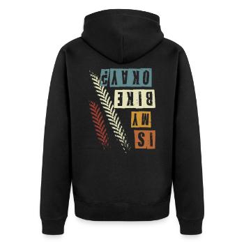E-Bike, E-MTB, Is my bike okay? - Unisex Premium Bio Zip Hoodie - Schwarz - Hinten - Nico (187cm)