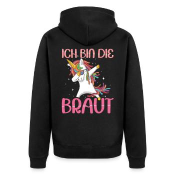 Braut Junggesellinnenabschied Hochzeit Geschenk - Unisex Premium Bio Zip Hoodie - Schwarz - Hinten - Nico (187cm)