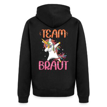 Team Braut Junggesellinnenabschied Geschenk - Unisex Premium Bio Zip Hoodie - Schwarz - Hinten - Nico (187cm)