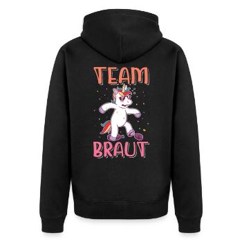 Team Braut Junggesellinnenabschied Party Geschenk - Unisex Premium Bio Zip Hoodie - Schwarz - Hinten - Nico (187cm)