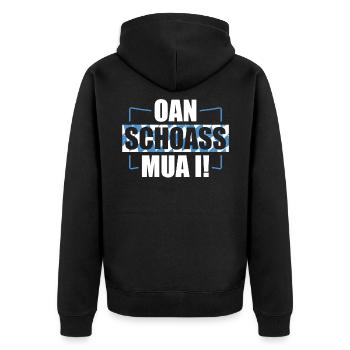 Bayern Bayrischer Dialekt Bayrisch Geschenk - Unisex Premium Bio Zip Hoodie - Schwarz - Hinten - Nico (187cm)