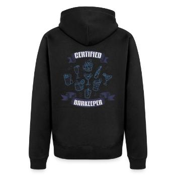 Barman certifié, Bartender - Veste à capuche bio Premium Unisexe - noir - Dos - Nico (187cm)