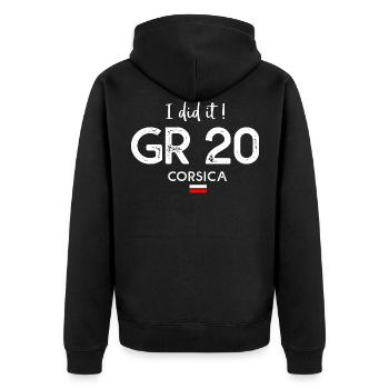 I did it GR 20 hiking trekking corsica rando GR 20 - Unisex Premium Bio Zip Hoodie - Schwarz - Hinten - Nico (187cm)