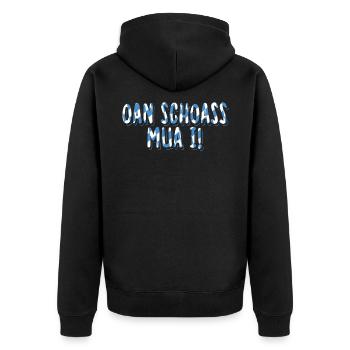 Bayern Bayrisch Bayrischer Dialekt Geschenk - Unisex Premium Bio Zip Hoodie - Schwarz - Hinten - Nico (187cm)