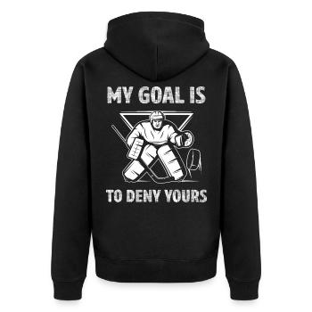 Eishockey Spieler Torwart Spruch - Unisex Premium Bio Zip Hoodie - Schwarz - Hinten - Nico (187cm)