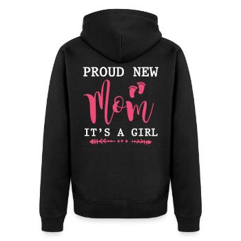 Stolze Mutter Mädchen Neugeborenes Baby - Unisex Premium Bio Zip Hoodie - Schwarz - Hinten - Nico (187cm)