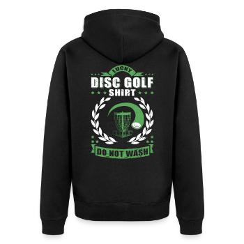 Discgolf | Discgolfspieler Discgolfer Geschenk - Unisex Premium Bio Zip Hoodie - Schwarz - Hinten - Nico (187cm)
