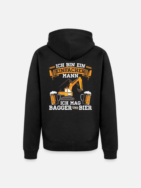 Baggerfahrer | Baggerführer Bagger Geschenk - Unisex Premium Bio Zip Hoodie - Schwarz